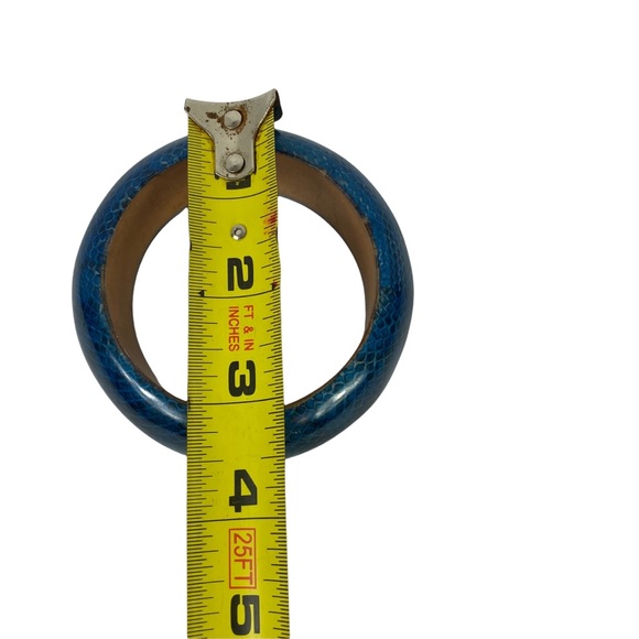 Blue Wood Bangle 3” diameter boho accessory - Picture 4 of 4